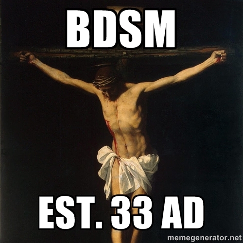 A painting of Jesus's crucifixion with the words 