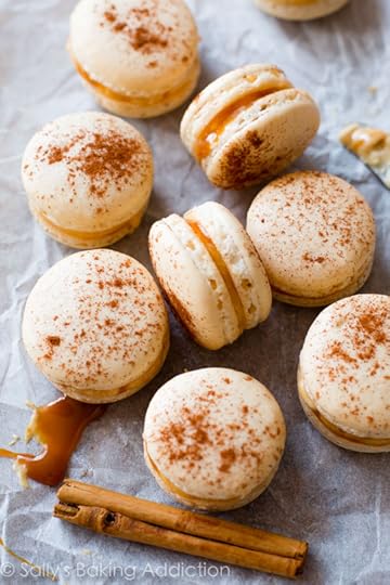 DIY French macaron cookies with cinnamon and salted caramel buttercream filling!