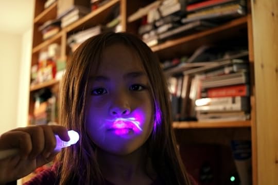 SteelyKid showing off her ultraviolet mustache.