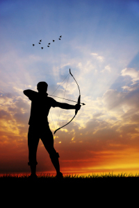 archery at sunset