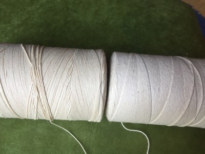 Seine twine left, carpet warp right