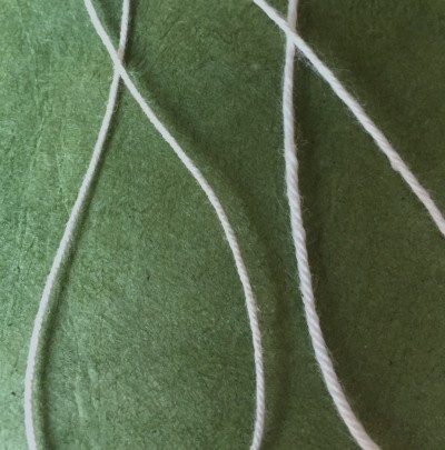 Seine twine, left and carpet warp, right.