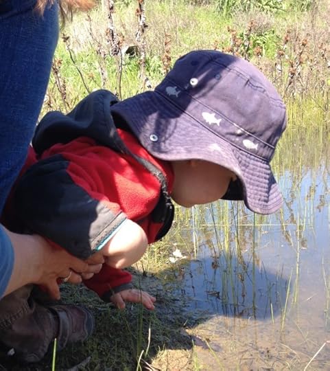 Sabien meeting the tadpoles.