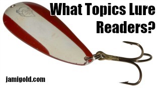 Fishing lure with text: What Topics Lure Readers?