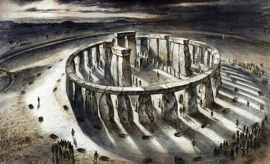 Reconstruction drawing of Stonehenge as it might have appeared in 1000BC by Alan Sorrell