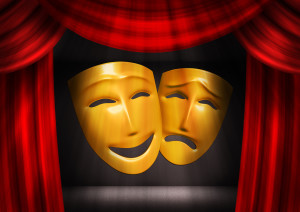 The three-dimensional models of theatrical masks showing human emotions