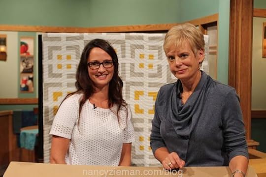 Natalia Bonner and Nancy Zieman on the Set of the Sewing With Nancy TV Show for Cabin Fever Quilts