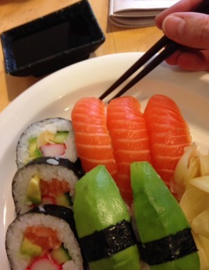 Lunch från igår. Sushi hjälper mot nästan allt.