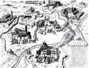 A map of the seven holy churches pilgrims must visit in Rome in order to earn an indulgence during a Jubilee year.