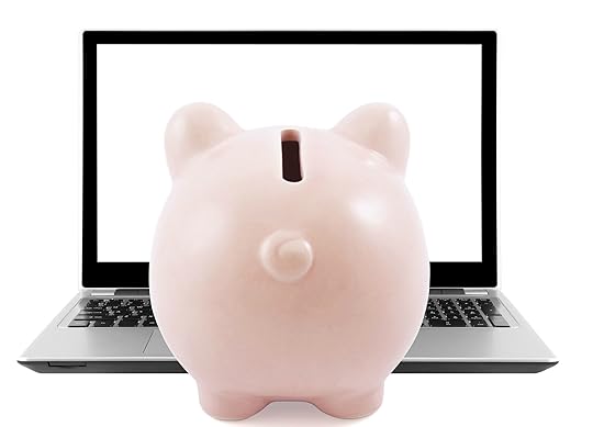 piggy bank on computer