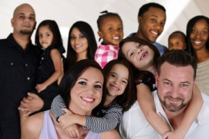 Group of different families together of all races