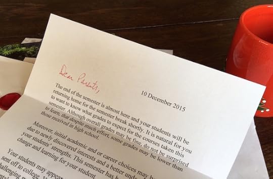 Reading between the lines in a dean's holiday letter to freshman parents