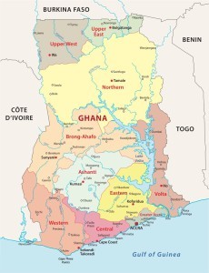 Wa (uppermost left) is the capital of the Upper West Region, which is very hot and arid