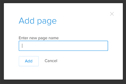 The add-page modal window