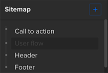 The sitemap with a different page selected