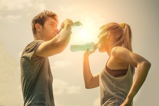 Couple drink water