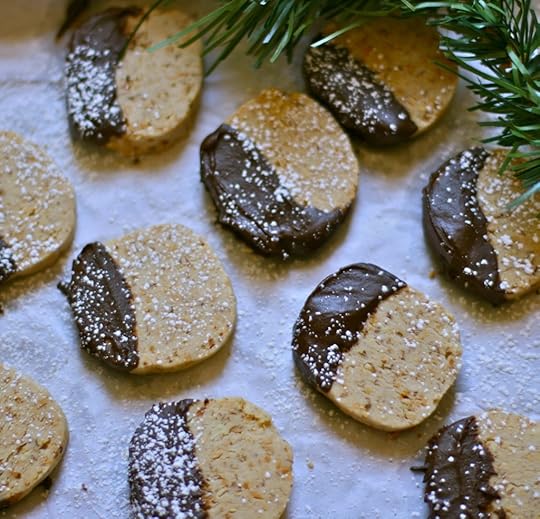 Chocolate Dipped Almond Shortbread from beetificbeginnings.com