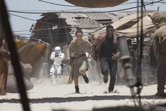 Star Wars Rae and Finn running from stormtroopers