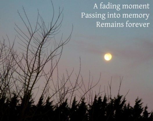 A fading moment Passing into memory Remains forever