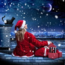 Santa sitting on a rooftop - Santagirl 01
