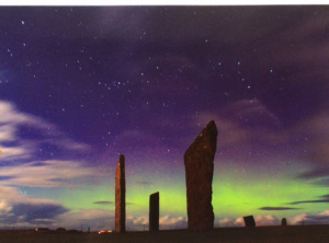 Northern Lights at Stenness Stones, Orkney