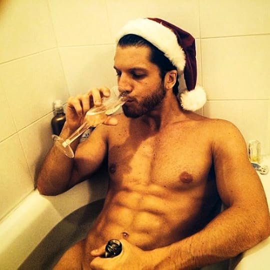 sexy santa drinking