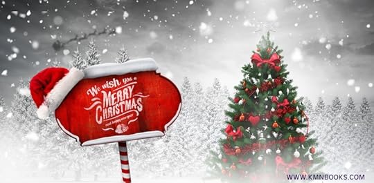 Christmas greeting against christmas tree in snowy forest