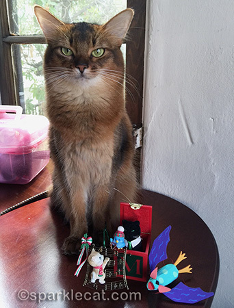 Somali cat, Christmas ornaments, vintage Christmas ornaments