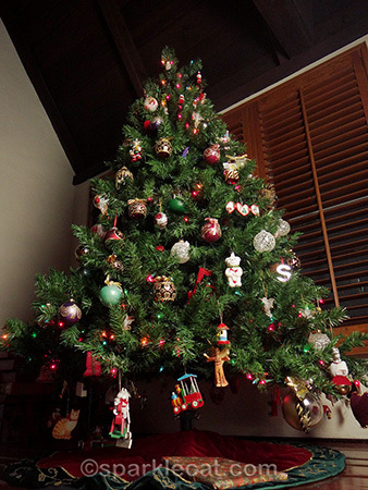Christmas tree from a cat's point of view