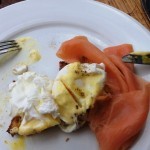 Breakfast salmon poached eggs