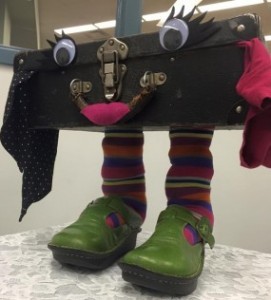 A lovely suitcase monster at the Yorkton Public Library.