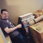 Chris waiting for the movers to arrive. I have no idea if we even slept the night before this.