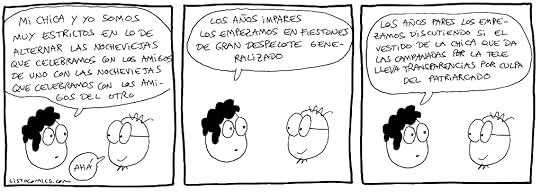 Tira cómica sobre cómo afrontar la Nochevieja sin pelearse.