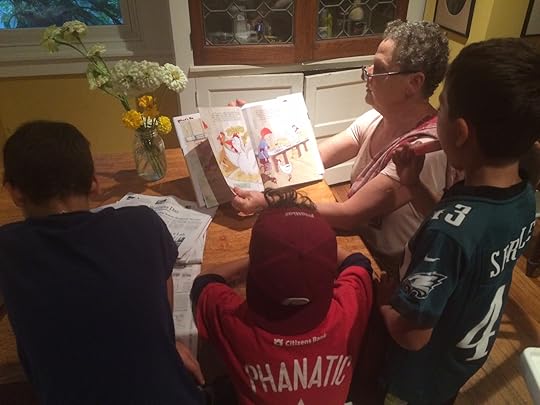 Grandma Fay reading the book she inspried