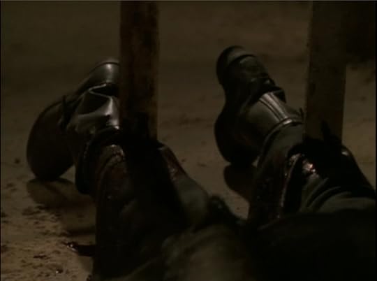 Two prongs of the portcullis have fallen and speared through Ken's calves. Like, dead center, so you know it went through bone.