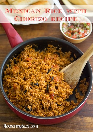 Mexican Rice with Chorizo recipe is perfect to serve along side your favorite Mexican recipes via flouronmyface.com