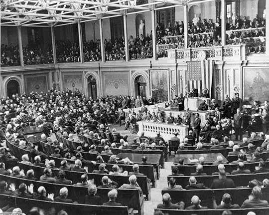 President Franklin Roosevelt delivering his annual State of the Union speech to the US Congress, 6 Jan 1941 (US National Archives)