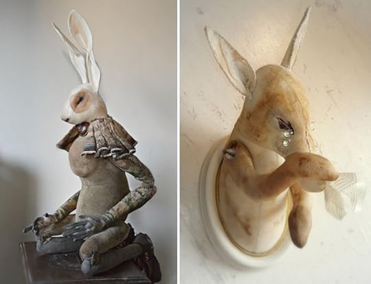 Kneeling hare and small weeping wolf by Mr. Finch