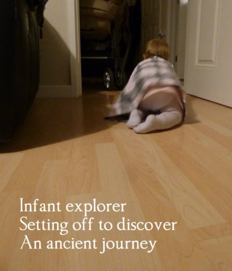 Infant explorer Setting off to discover An ancient journey