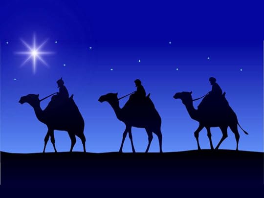 three wisemen on camels photo: Three Wisemen on Camels ThreeWiseMenblueskyandstars.jpg