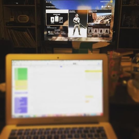 Working while KP plays Star Wars. #amwriting #dailyphoto #365days #ig2015