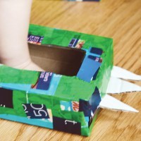 Monster Feet made from tissue boxes.