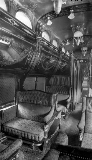 Pullman Sleeper Car. Upholstered Seats folded down into a bed much like today's R.V. Trailers. The rounded overhead