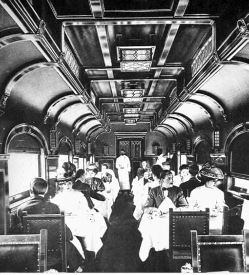 Pullman Dining Car. Passengers traveling in Sleeper Cars walked through the vestibule passageways from car to car to dine. Image: Public Domain