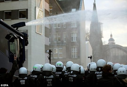 Police used water cannon and pepper spray in an attempt to disperse some of the more aggressive protester