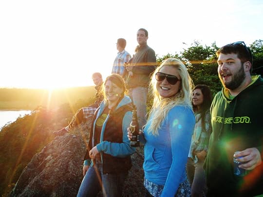 Drinking beer outside