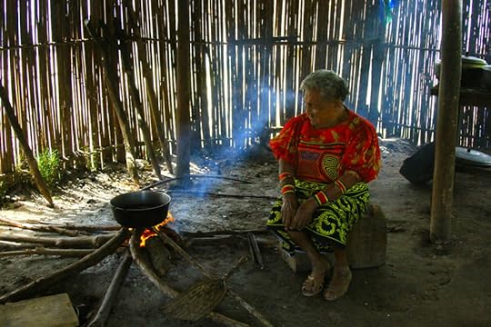 Grandma in the cooking hut.