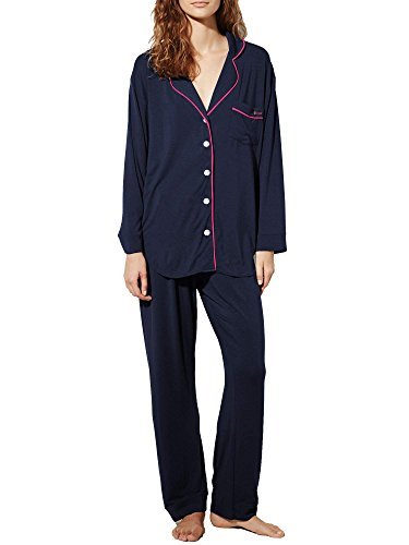 Ekouaer Women's Long Sleeve Sleep Pajama Set with Pocket XS, Navy