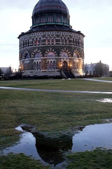 The Nott, reflected in a puddle.