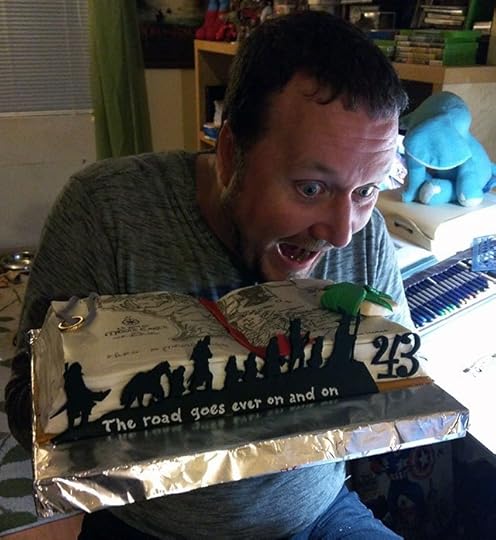 Eating the Lord Of The Rings Birthday Cake